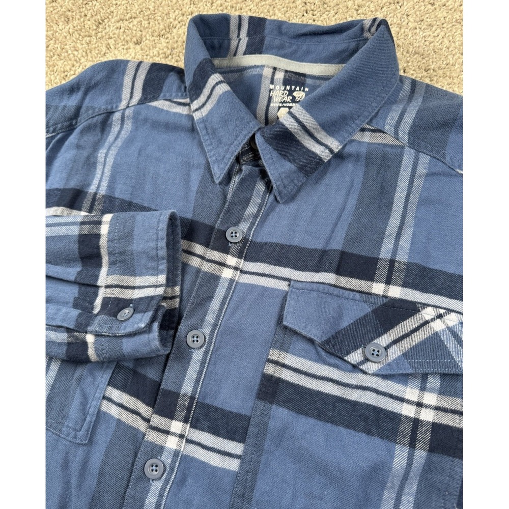 Mountain Hardwear Mens Flannel Shirt Plaid Button Up Blue XL‎